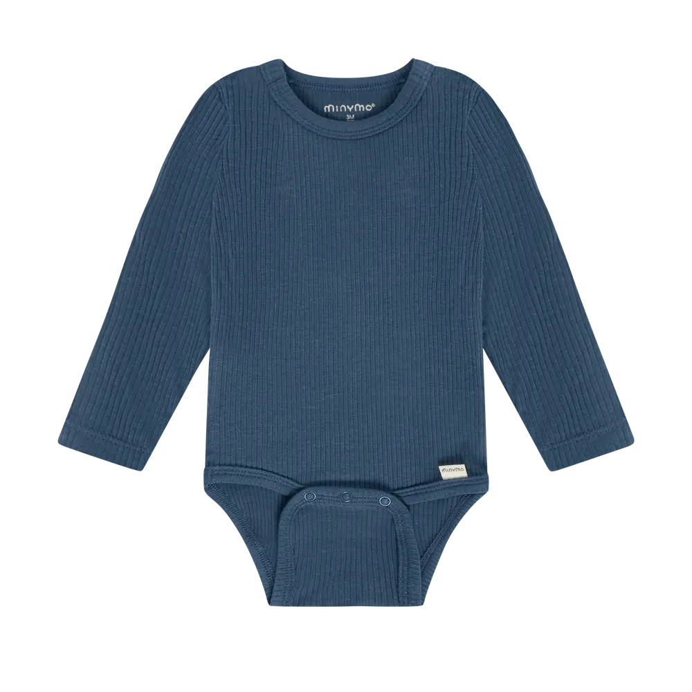 Minymo Langærmet Rib Body Midnight Navy 62