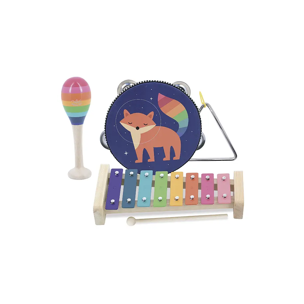 Farverigt musiksæt med 4 instrumenter - Rainbow