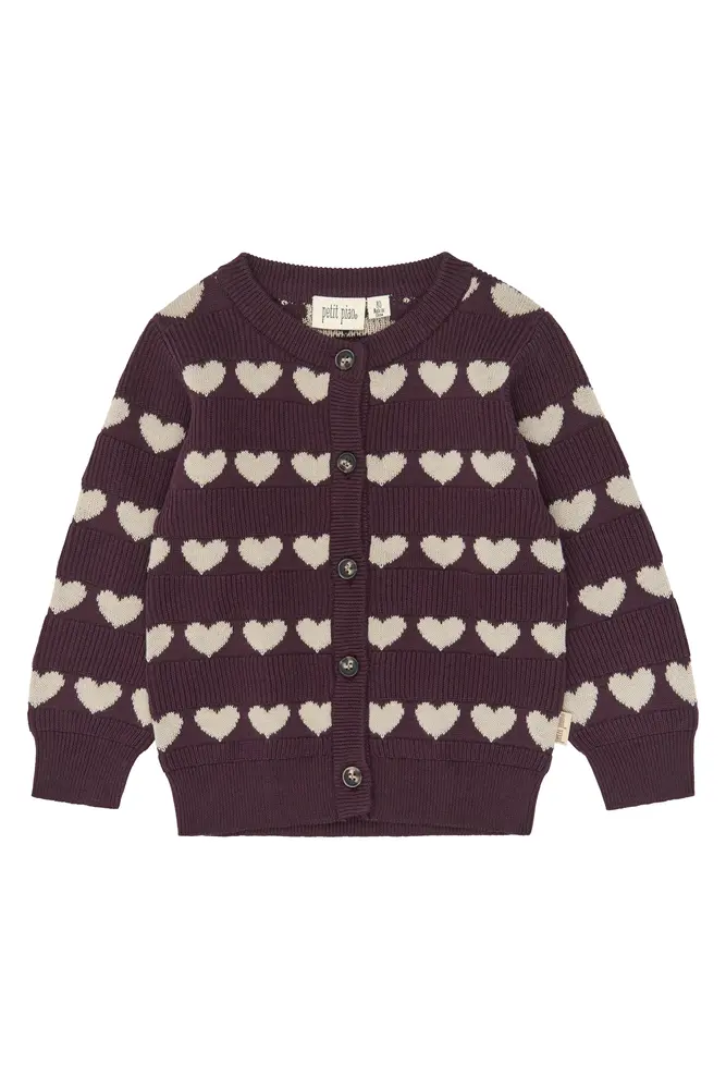 Petit Piao Elia Cardigan Huckleberry Heart  74 Cm