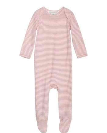 Økologisk Stribet Baby Heldragt - Coral Offwhite