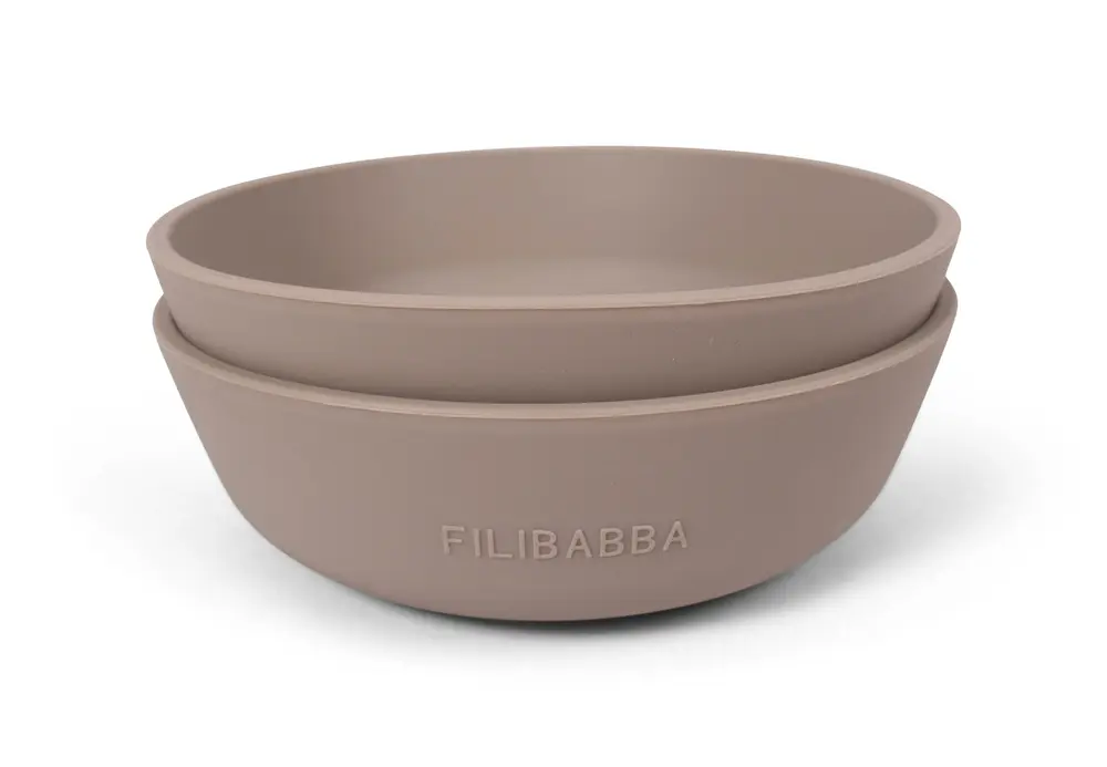 Silikone Skål med Sugekop - Warm Grey fra Filibabba