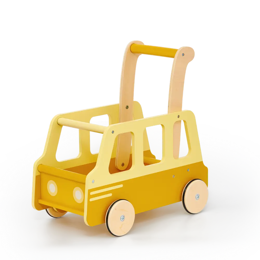Gul Skolebus Skubbevogn fra Moover Toys - Sjov Leg til Børn