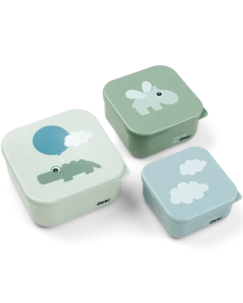 Snack Boks Sæt - Happy Clouds i Grøn til Snacks og Opbevaring