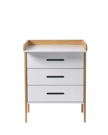 Elegant Spoke Puslekommode i Hvid Eg til Baby