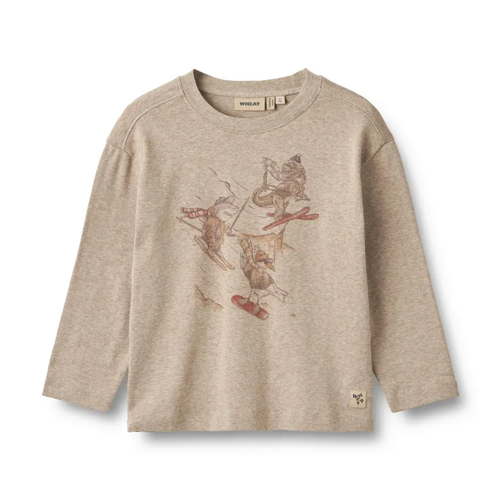 Langærmet T-shirt Claus - Venner på ski - Gravel Melange