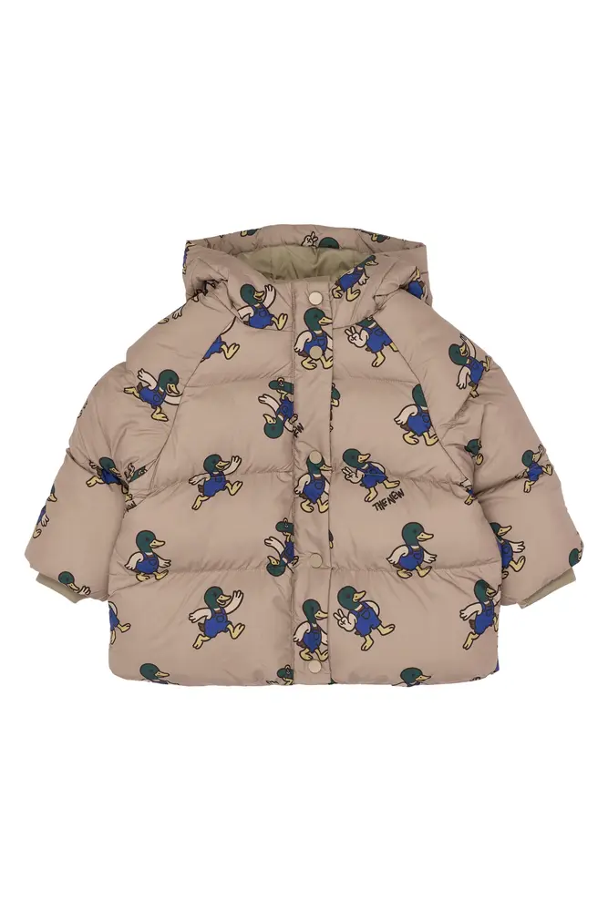 The New Siblings Uwe Puffer Jakke Taupe Gray Aop Tn 86