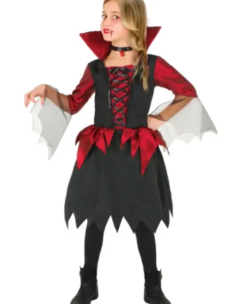 Vampyrkostume i Sort/Rød til Børn - Perfekt til Halloween!