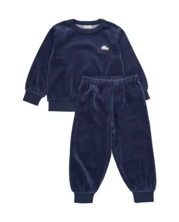 Velour Jogging Sæt i Vintage Blue - Komfortabelt og Stilfuldt