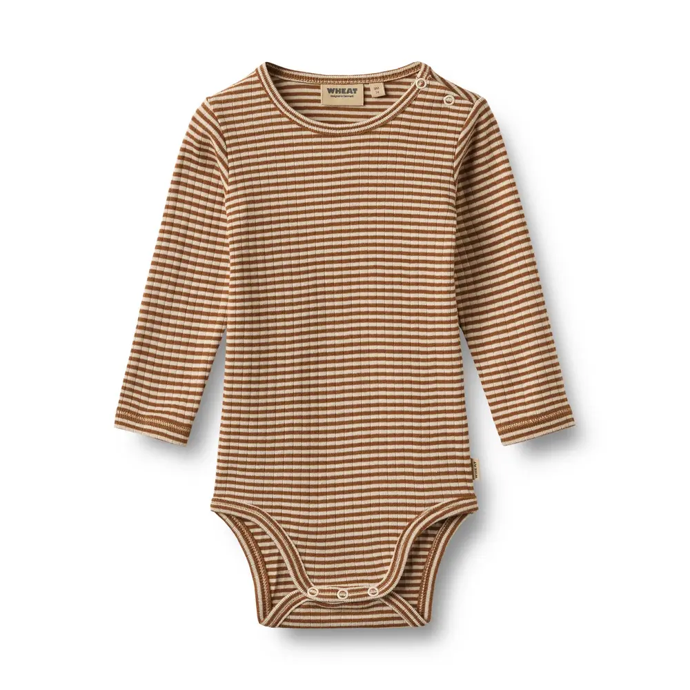 Wheat Freddie Langærmet Body Warm Hazel Stripe 68