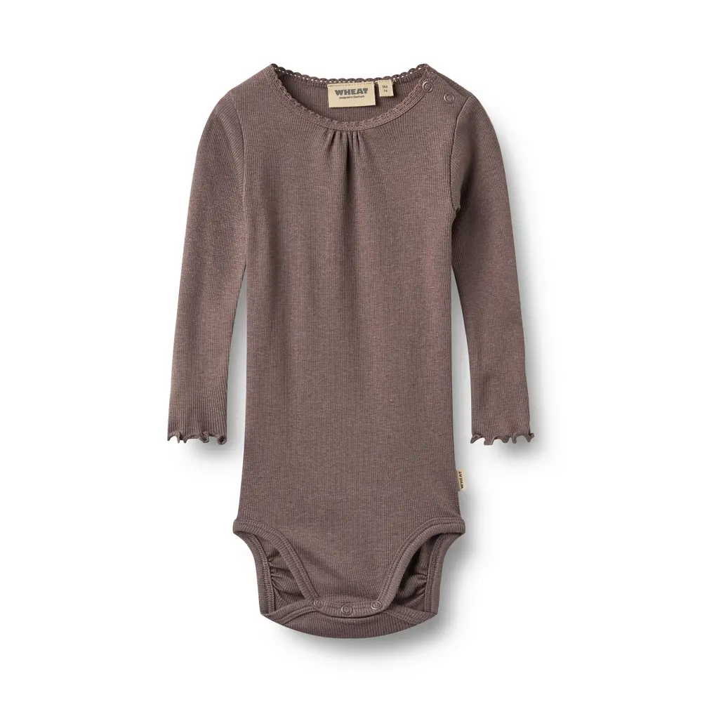 Wheat Lotta Rib Langærmet Body Plum Truffle 62
