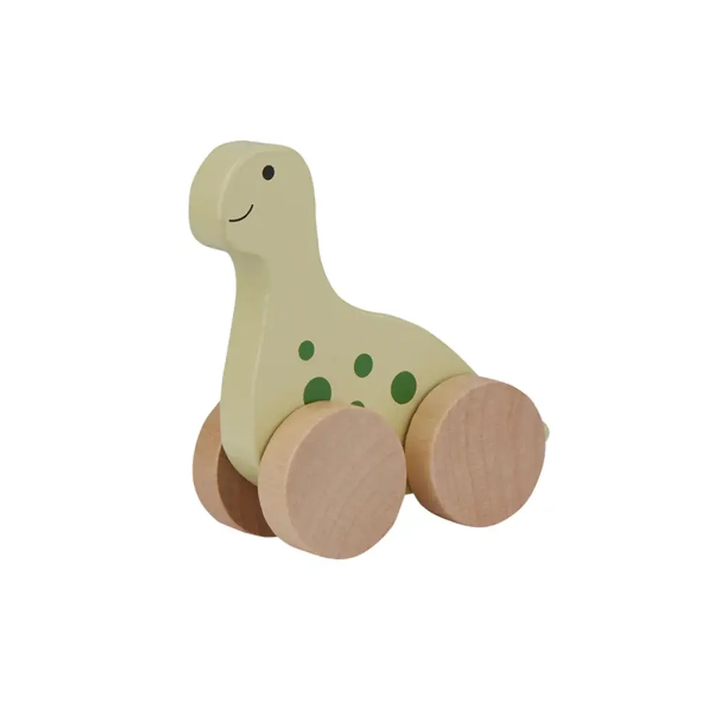 Trækdyr: Charmerende Træ Dino på Hjul fra Barbo Toys