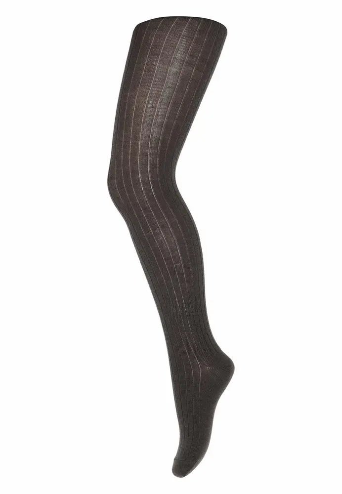 Basic Rib Strømpebuks Dark Brown 80