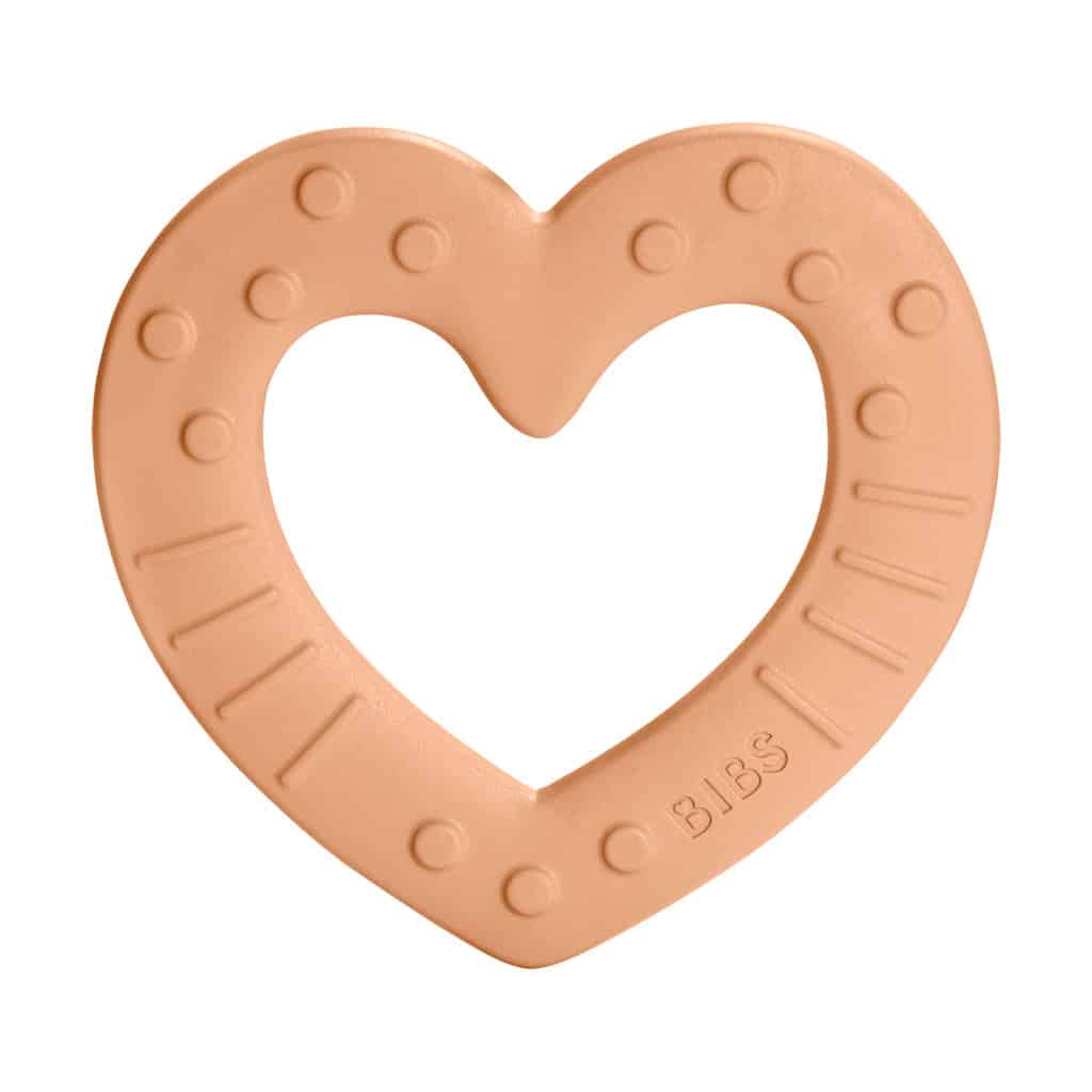 Bibs Baby Bidering Heart Peach – Ideel til Tandfrembrud