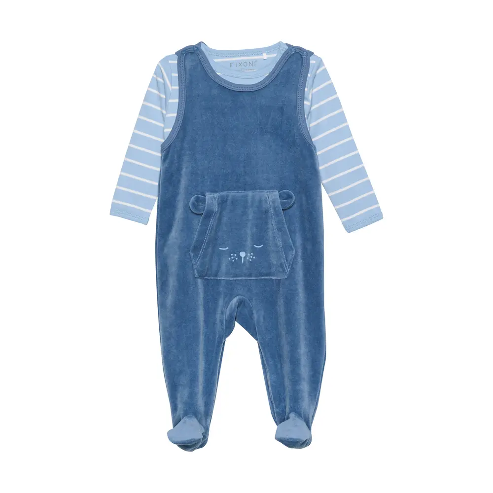 Body Langærmet   Velour Romper Blue Fushion 44
