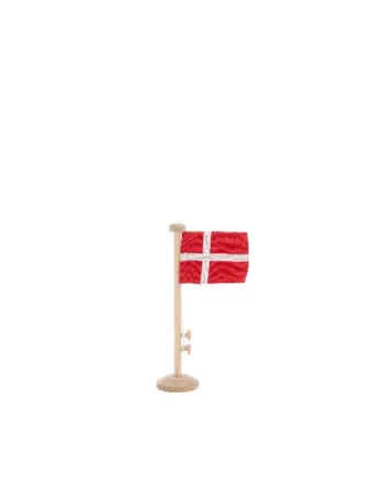 Fejrings Flagstang i Natur Eg - 18 cm med Dansk Flag