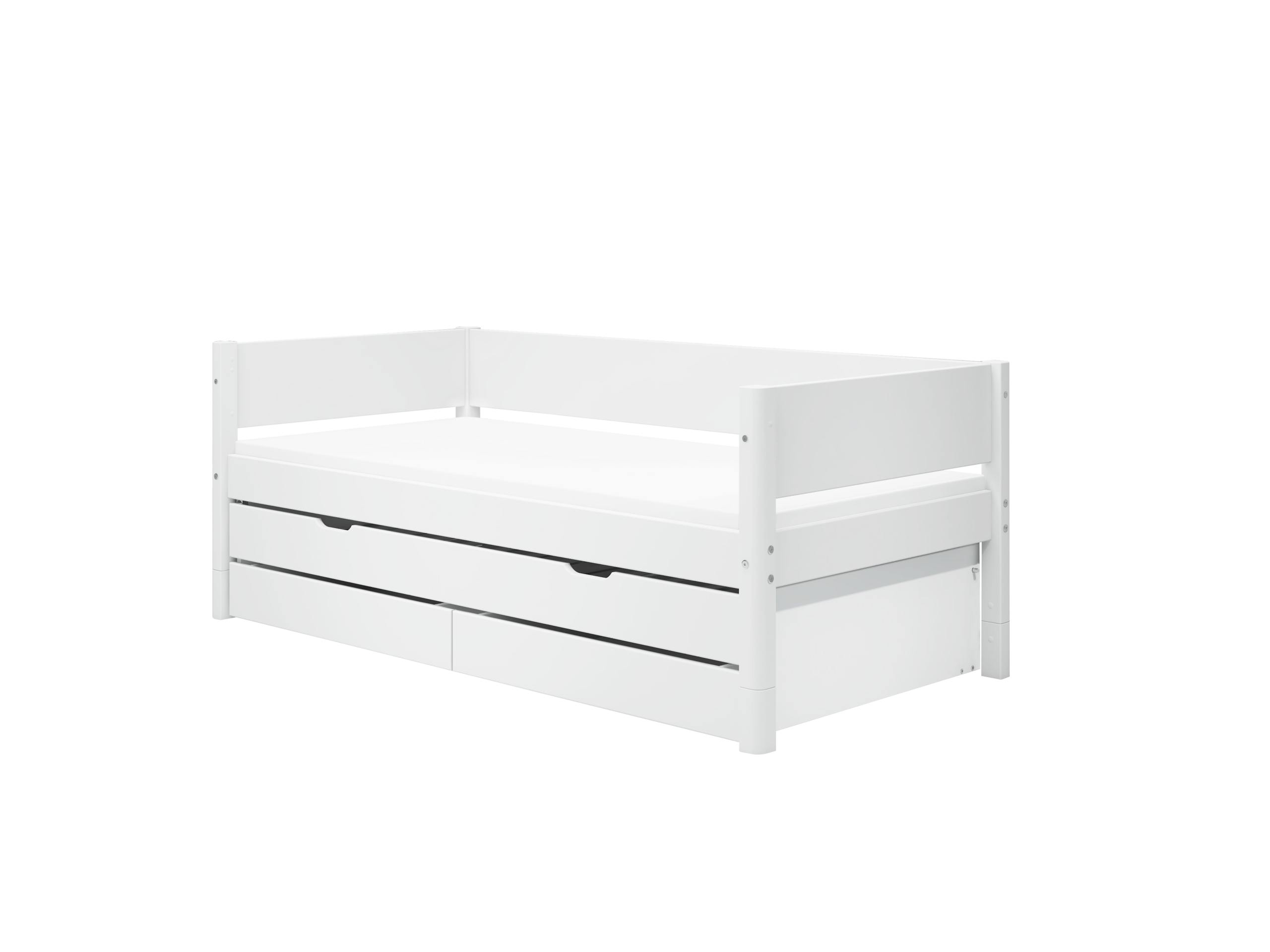 Flexa White Enkeltseng 90x200 Cm Baggavl Incl Skuffer Og Udtræksseng Hvid