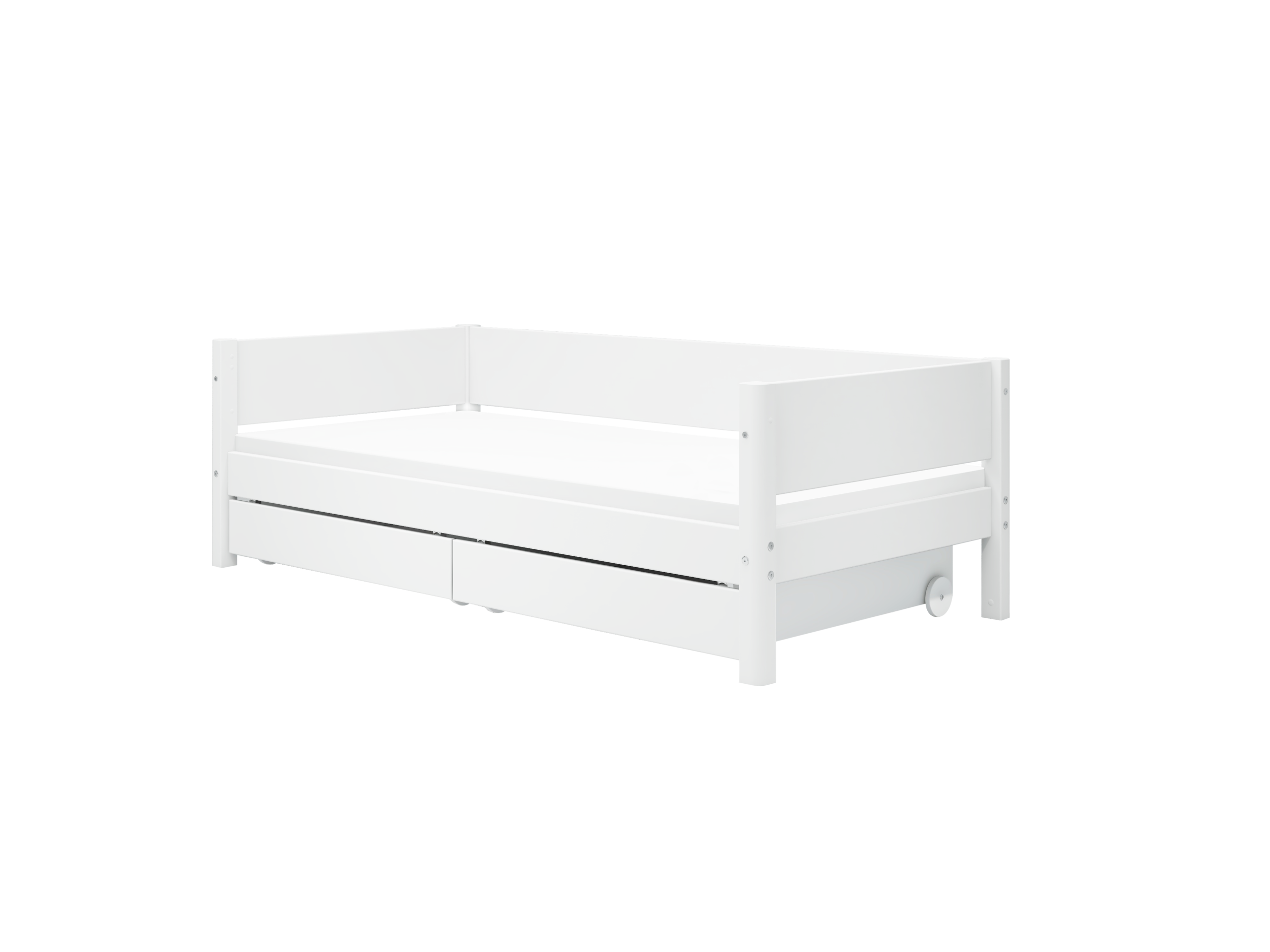 Flexa White Enkeltseng 90x200 Cm Baggavl Incl Udtræksskuffer Hvid