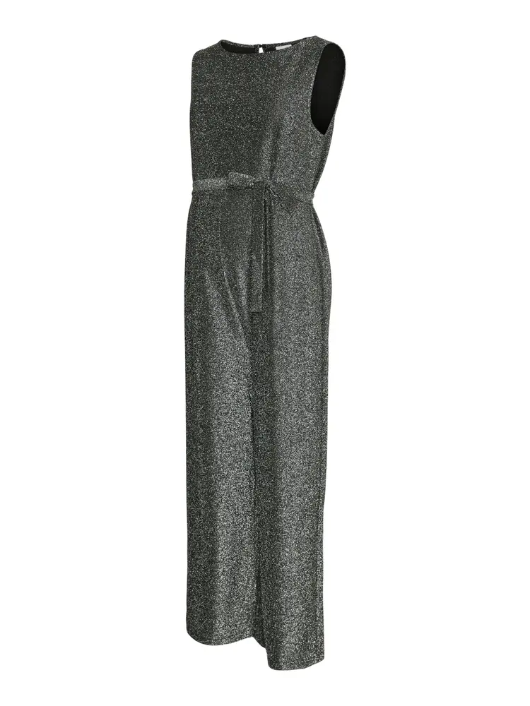 Glam Kortærmet Jumpsuit til Gravide - Sort Glitter