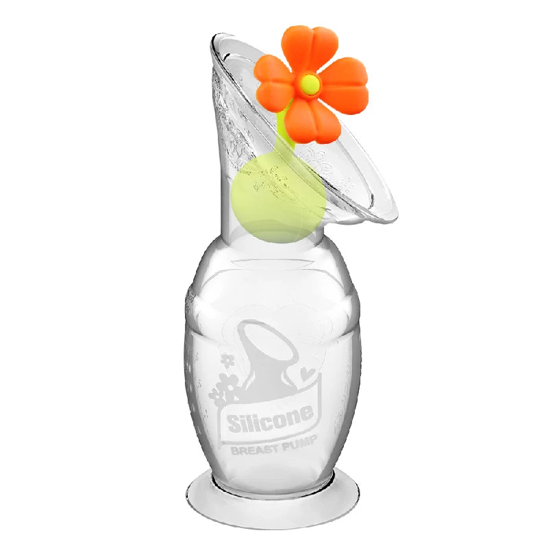 Haakaa Brystpumpe 100ml med Blomsterstopper – Orange Tilbud!
