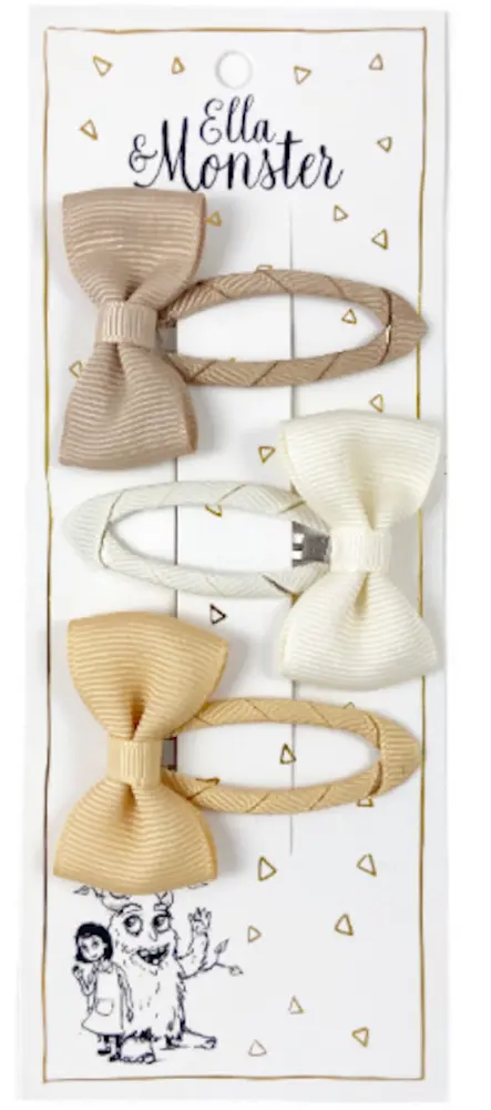 Beige Hårclips med Sløjfer - Elegant Tilbehør til Børn