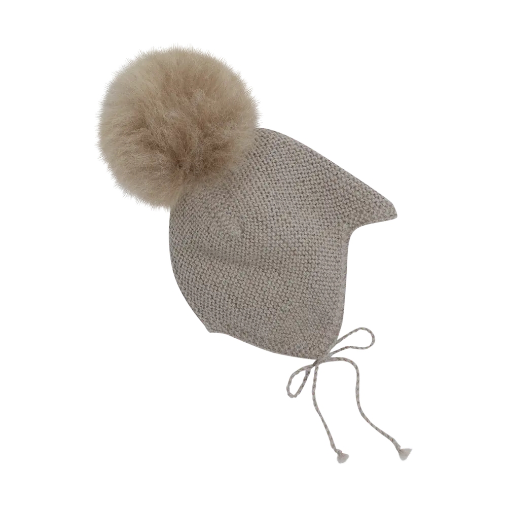 Huttelihut Uldstrikket Alpaca Hjelm    Pompom Atmosphere 44