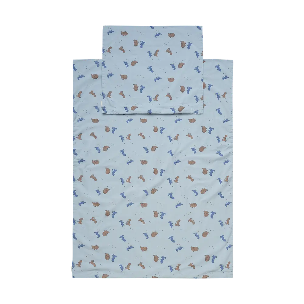 Junior Sengetøj 100x140 cm - Dino Blue Fog Tilbud!