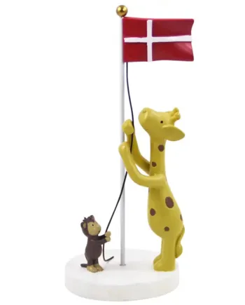 Håndmalet bordpynt med giraf og abe – 17 cm til børn