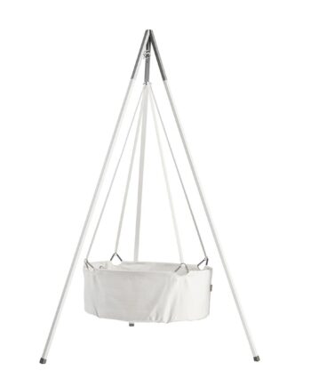Leander Classic Vugge   Madras Og Stativ  Hvid
