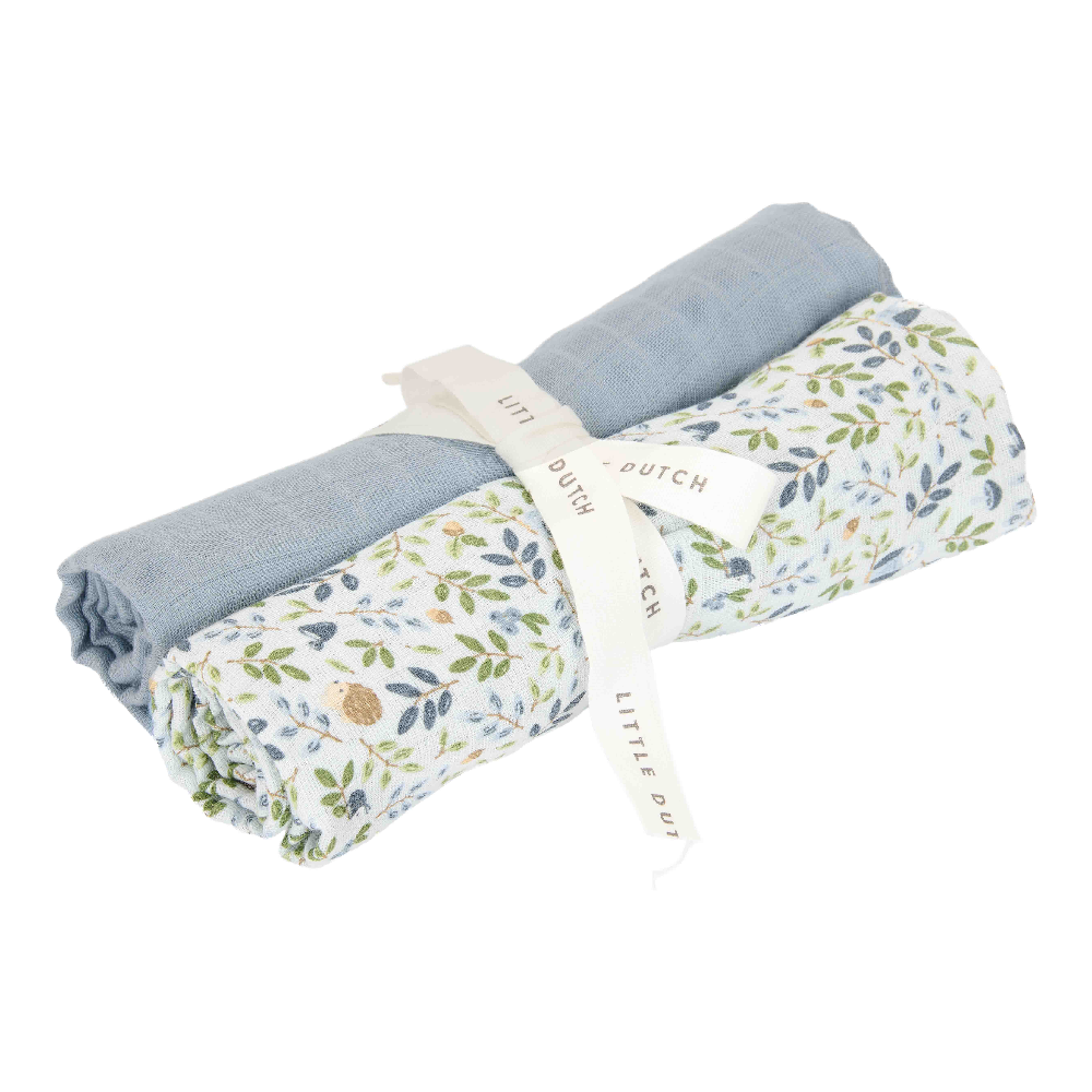 Little Dutch Stofbleer   Pak Muslin 70   70 Cm Forest Adventure   Denim Blue