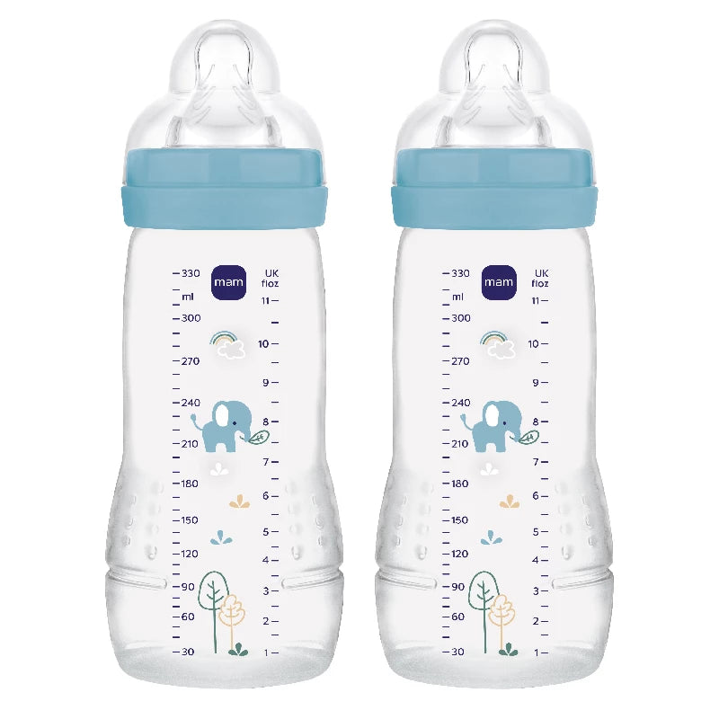 MAM Easy Active Suteflaske 330ml 2-pak Blå - Tilbud!