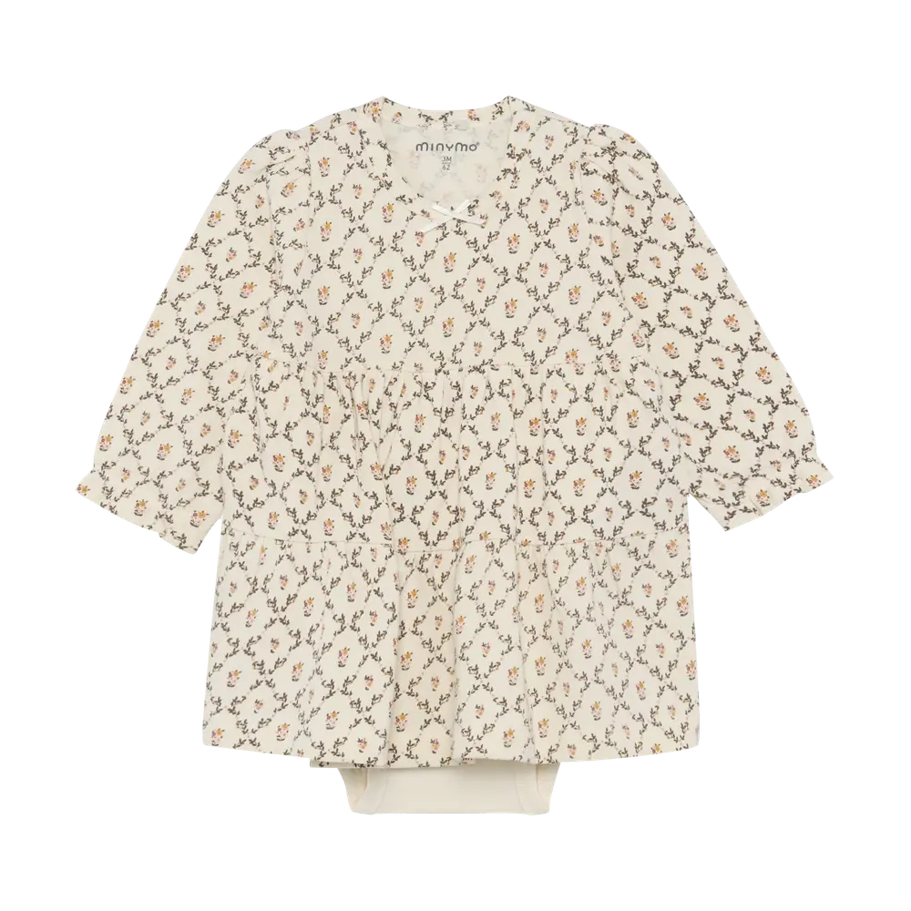 Minymo Langærmet Bodykjole Seedpearl 74