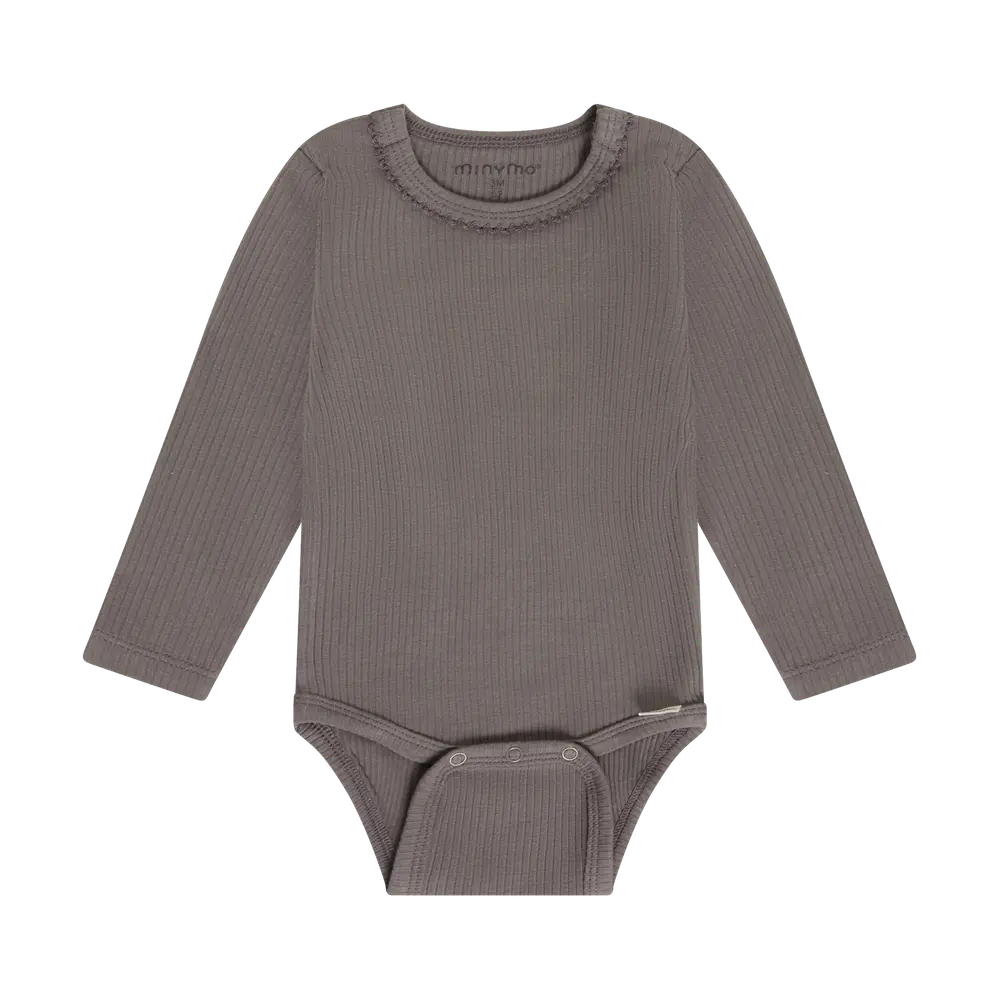 Minymo Langærmet Rib Body Plum Truffle 56