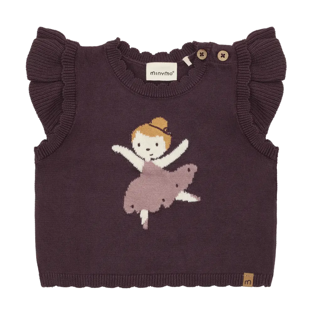 Minymo Strikket Vest Huckleberry 86