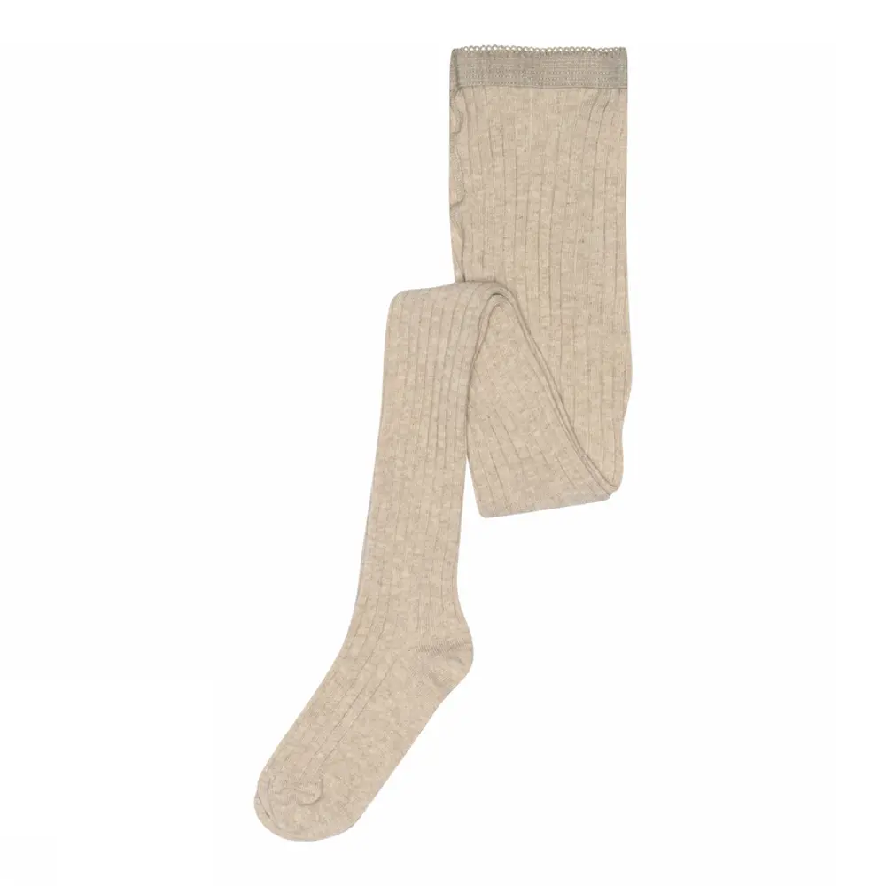 Mp Denmark Basic Rib Strømpebukser Beige Melange 100