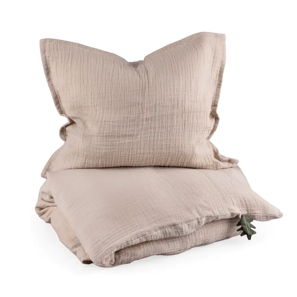 Baby Sengetøj i Musselin - Seabreeze Beige på Udsalg!
