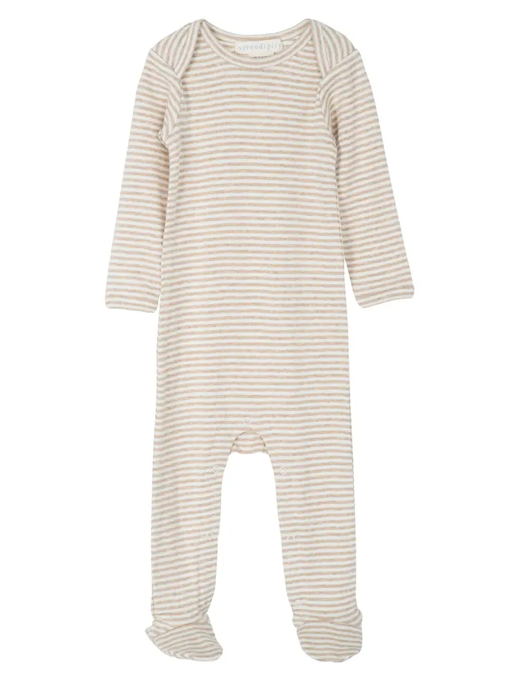 Økologisk Baby Heldragt i Striber - Oatstripe