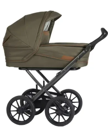 Stork Classic Barnevogn - Carbon Stel, Olive Cognac Overdel