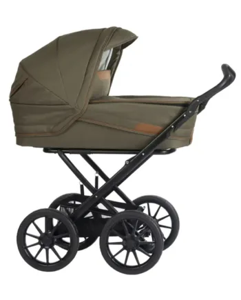 Stork Classic Barnevogn: Sort & Olive Cognac - Kæmpe Tilbud!
