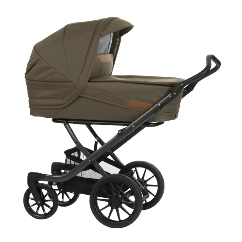 Stork Free Barnevogn: Carbon Stel med Olive Cognac Overdel