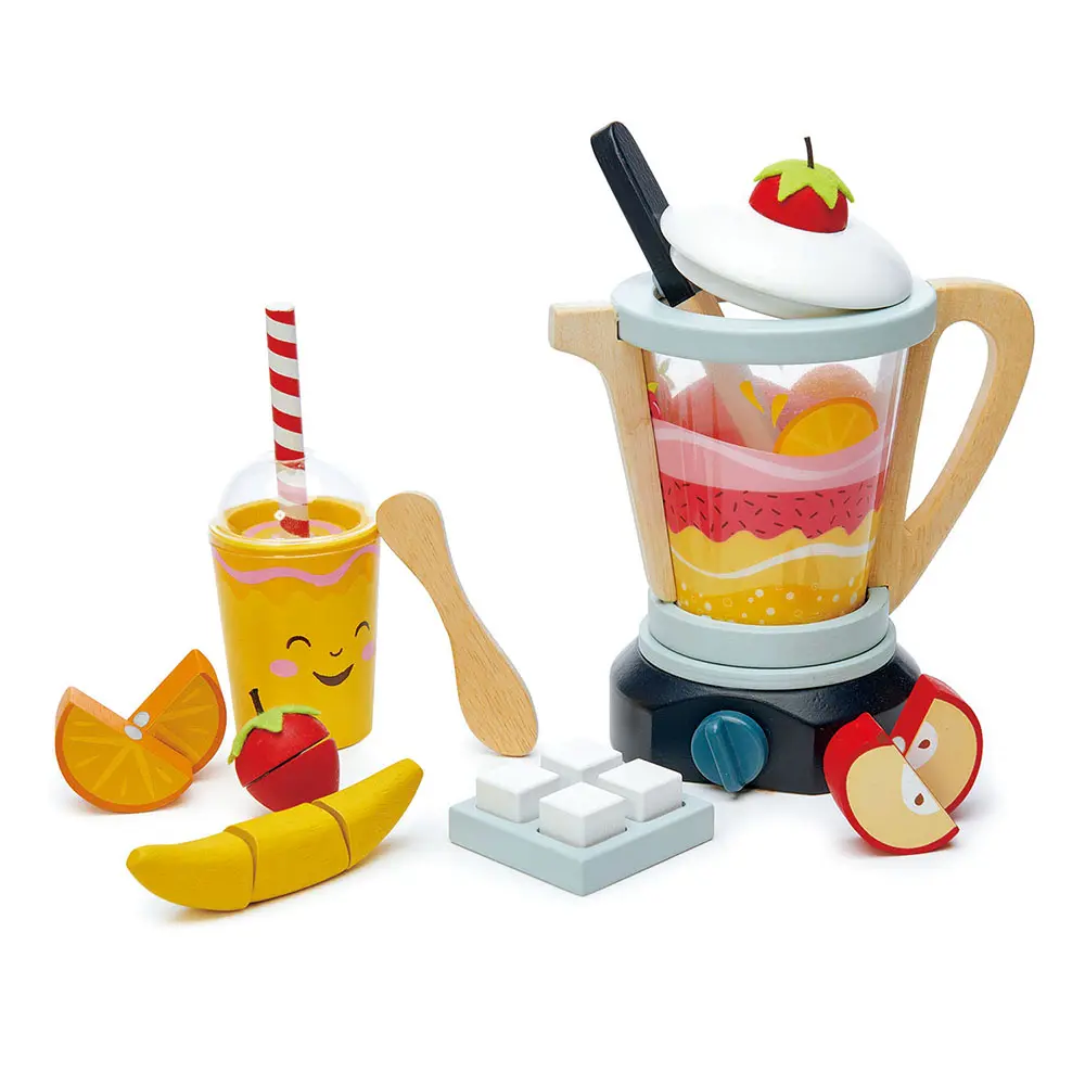 Blender sæt til legekøkken med frugt og sugerør