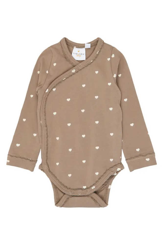 The New Siblings Nova Langærmet Wrap Body Taupe Gray Aop Tn 74